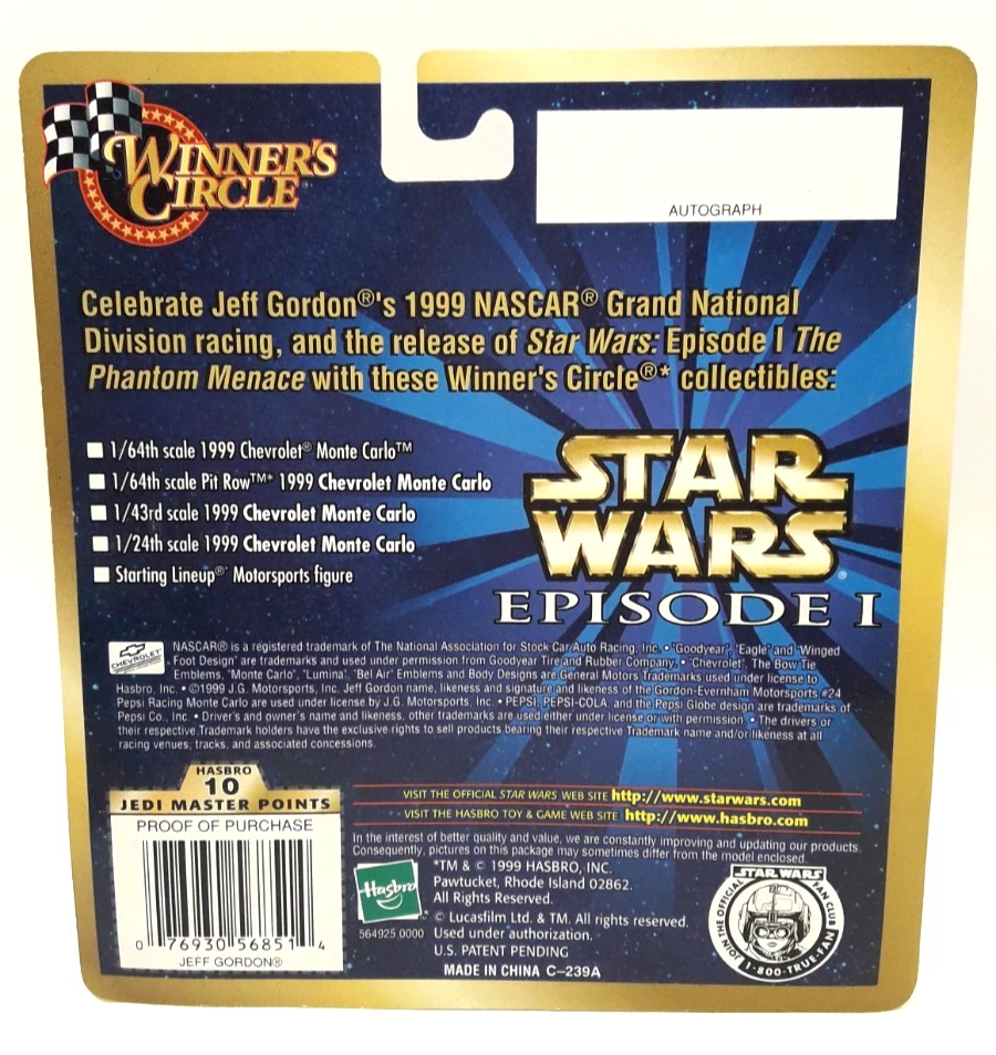 Winners Circle NASCAR Stars Wars Episode 1 Jeff Gordon 1:43 Diecast Car New - Image 4 of 4