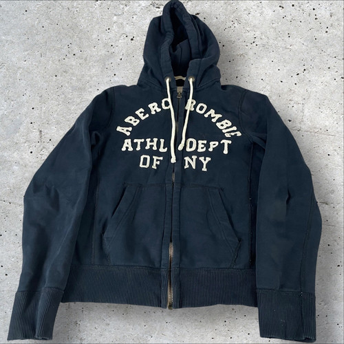 Vintage Abercrombie & Fitch Hoodie Small Muscle Fit Zip Blue 90s Y2K R1