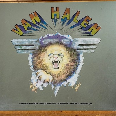 Van Halen Carnival Mirror 1982 Vintage Lion Graphic Wood Frame 13x10 Memorabilia