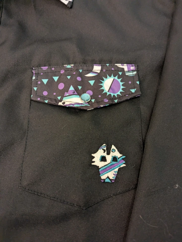 Camisa Para Hombres B FRESH GEAR Negra Retro Desierto Manga Larga Perla A Presión XL Occidental Foto 3 de 4