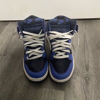 Nike Dunk High GS High Top Leather Sneakers Blue/Black/White US 6Y DB2179-400