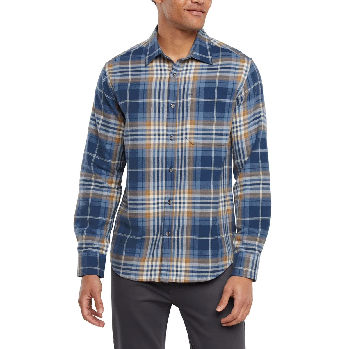 トップス 1990's Eddie Bauer L/S shirt check blue Eddie Bauer Size L Blue Shirts for Men for sale | eBay