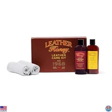 Leather Care Kit: Cleaner, Conditioner, 2 Cloths for Couches, Shoes & Bags
