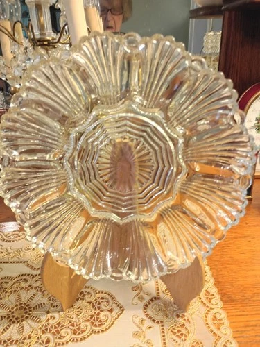 Anchor Hocking Presence Glass Deviled Egg Plate 10" Serving Dish Vintage