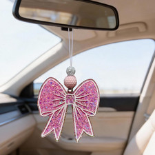 Pink Bow Car Air Freshener - Sparkling Dual-Sided Design Pink Car Freshener, Ele