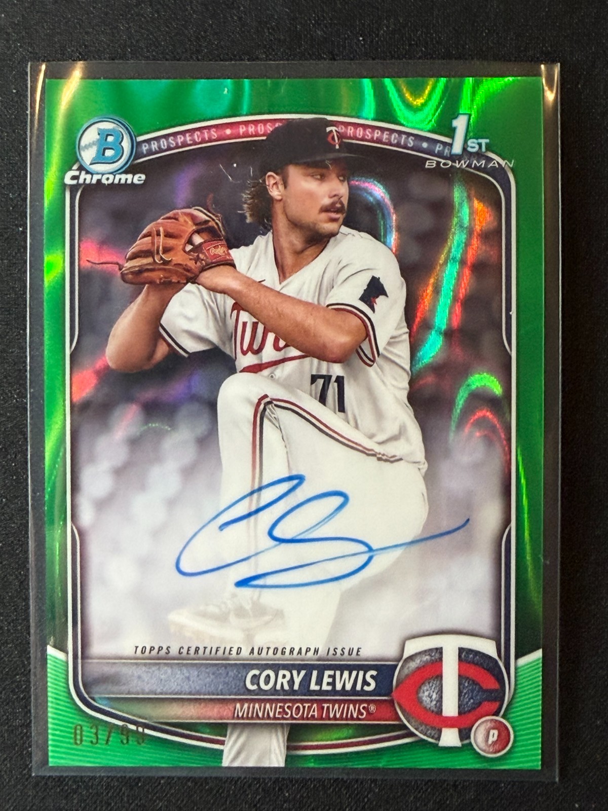 2025 Bowman Chrome 1st Cory Lewis Green Lava Refractor Auto /99
