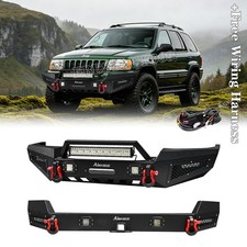 Off-road For 1999-2004 Jeep Grand Cherokee Wj Front Rear Bumper Wlightsd-rings