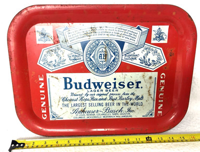 VINTAGE BUDWEISER SERVING TRAY,RECTANGULAR,15 3/4x11 1/2'',BEER,BAR,GIFT,PROP,OLD