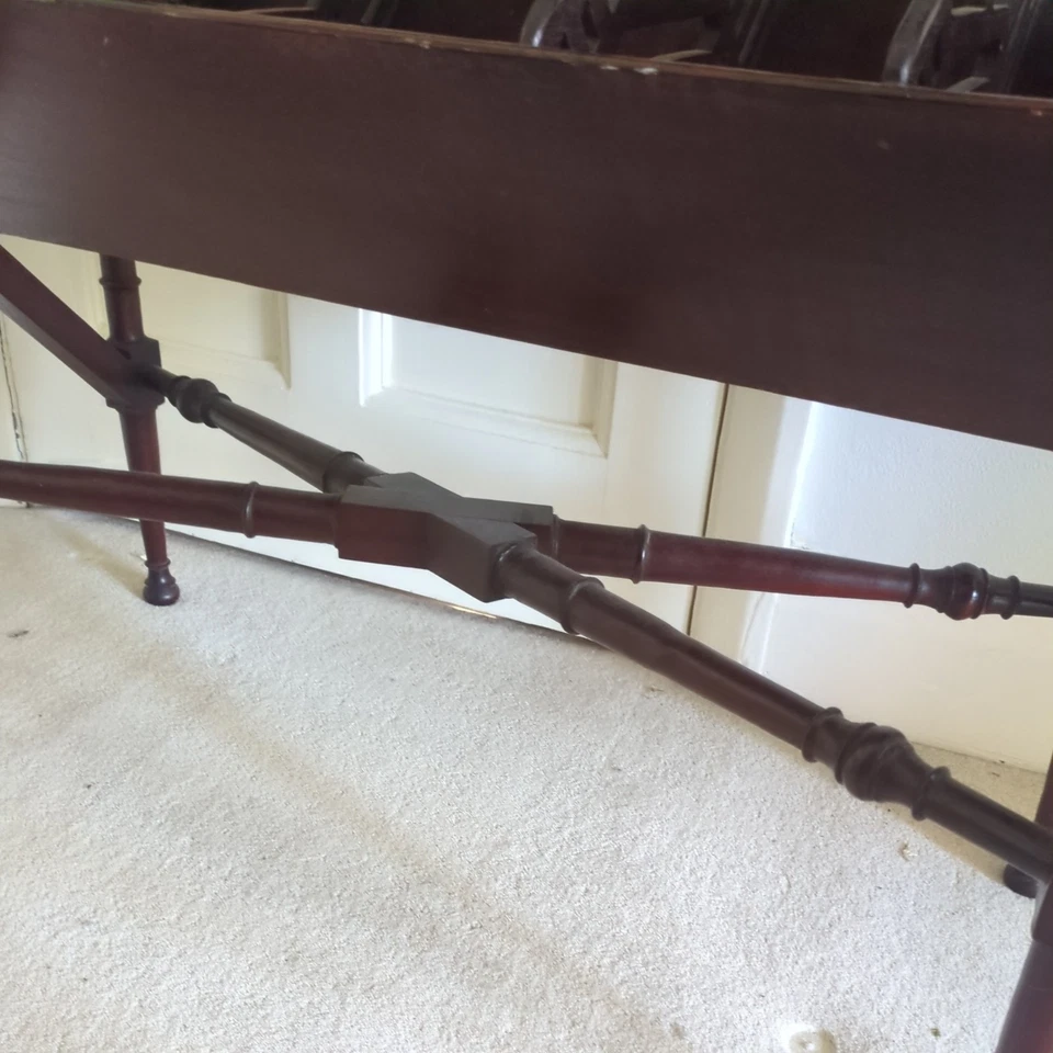 Repro Antique Chippendale Style Library Book Trough Shelf Table - Image 4 of 4