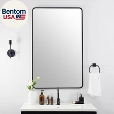Wall Mirror for Bathroom, 24X40 Inch Bathroom Vanity Mirror, Black Rounded Recta