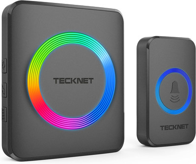 TECKNET Wireless Doorbells for Home, IP65 Waterproof 1,970Ft 120dB Dark Grey 