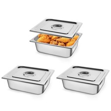 Hotel Pan 1/2 Size 4 Inch Deep With Lid Stainless Steel Anti Jam Buffet