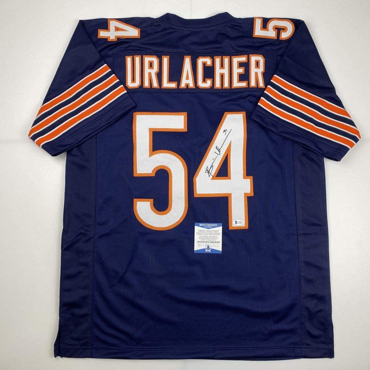 Brian Urlacher Autographed Signed Chicago Bears / Chicago Blue Football Jersey Beckett BAS COA 