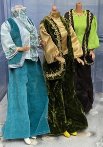 Ropa Vintage para Muñeca Barbie: 3 Conjuntos Hippie Bohemios con Pantalones de Campana Hechos a Mano