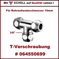 Schell T-Verschraubung FüR Kupferrohre Ø 10 Mm 3/8 Ag X 3/8 Ag X 3/8 Ag Chrom
