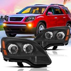 For 2007-2012 GMC Acadia Halogen Headlights Headlamps Assembly Black Left+Right