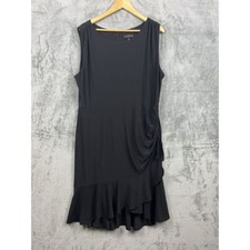 Lane Bryant Midi Dress 18 20 Black Sleeveless Ruffle SIde Tie Rouching