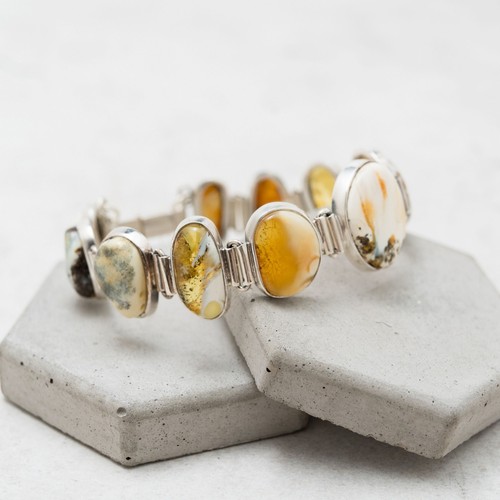 Exclusive Baltic Amber Statement Bracelet Natural Amber Silver Jewelry Unique - Picture 10 of 11