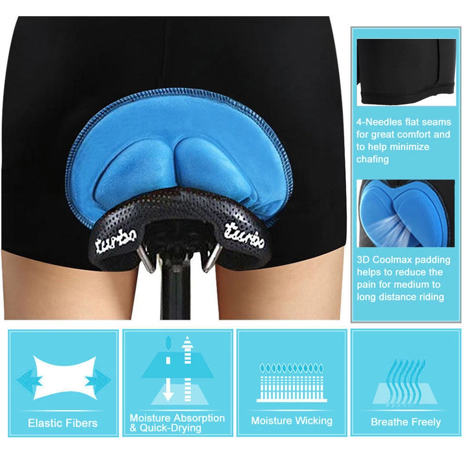 NUEVO Bicicleta Gel 3D Bicicleta Ciclismo Montar Pantalones Acolchados Hombres Ropa Interior US RÁPIDO Foto 3 de 4