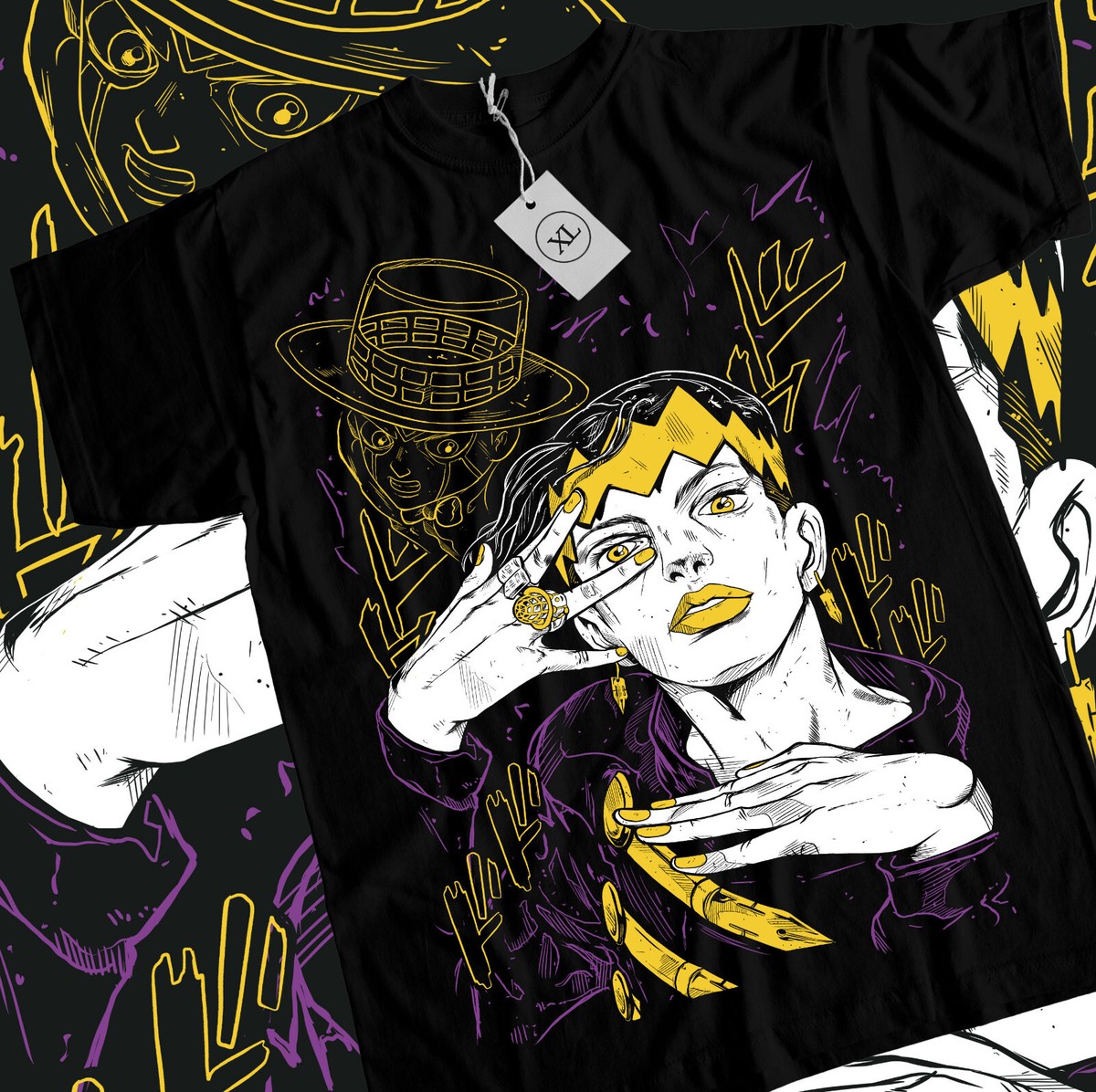 Rohan Kishibe T-Shir Jojo's Bizarre Giorno Giovanna anime Black T