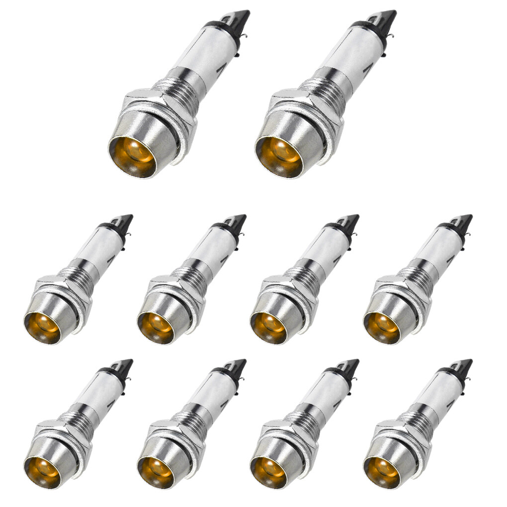 Pack of 10 Indicator Light DC 24V Yellow Metal Shell Pilot Panel