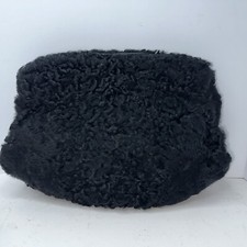 Vintage Faux Fur Hand Muff, Black Silky Lining, Zipper Opening 14" x 10"