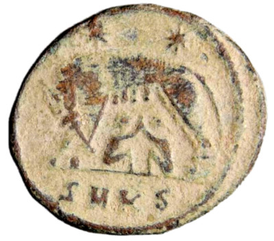 Commemorative Series, 330AD SMKS Follis Constantine I VRBS Wolf Roman Coin w/COA