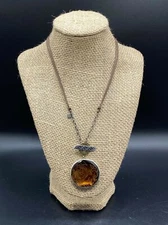 SILPADA- Sterling Silver Brass 'Amber Waves' Etched Shell Glass Necklace N2230