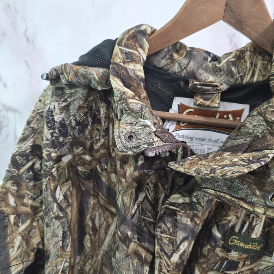 Gamehide Jacket Mens Medium Grassland Hunting Camo Hush Hide Coat Hooded Vtg - Image 2 of 4