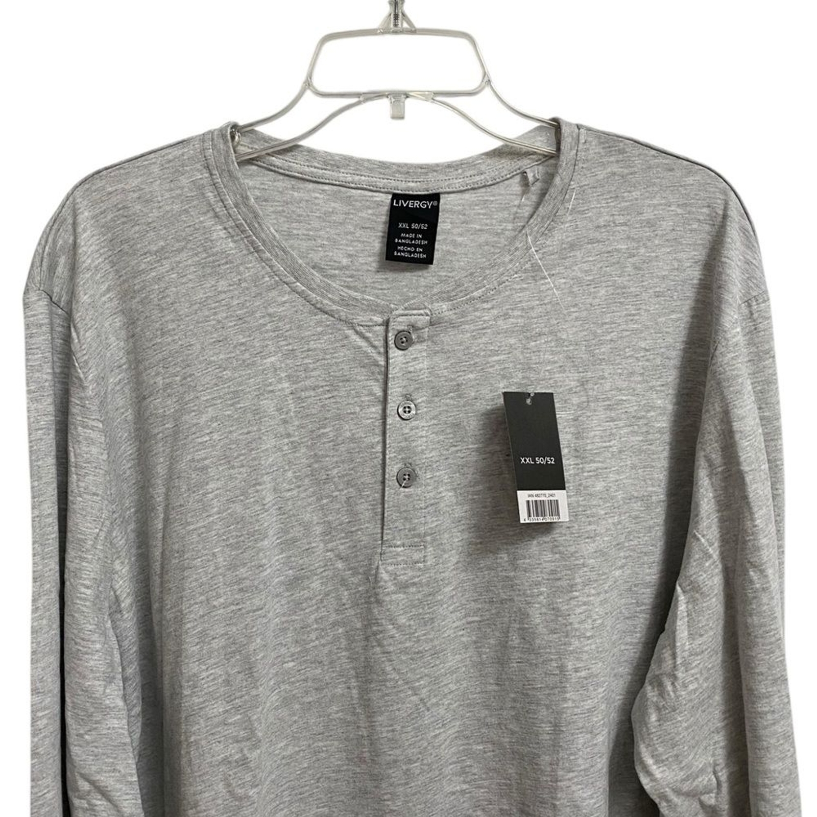 NEW Livergy Long Sleeve Henley Shirt Grey Men's XXL Pullover Casual Soft Layers image 3
