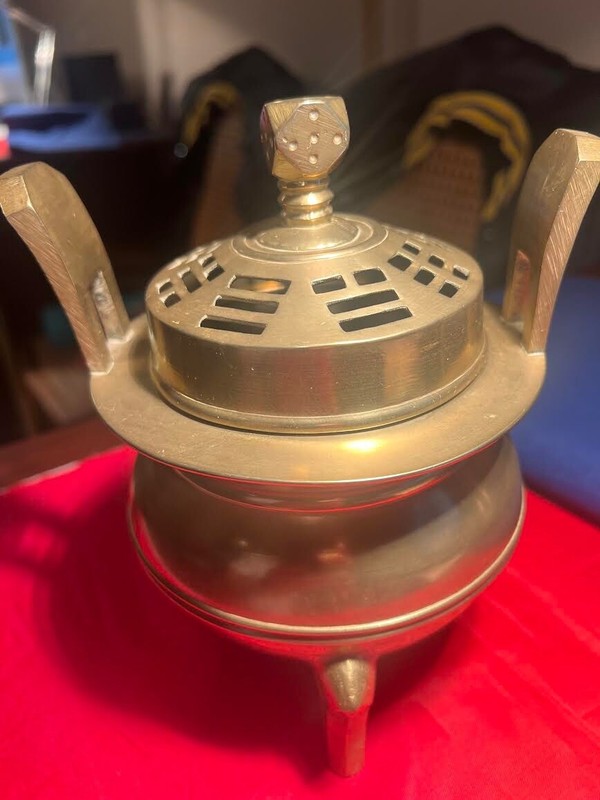 Korean Antique  Vintage Brass Tripod Sensor incense burners early 20th c