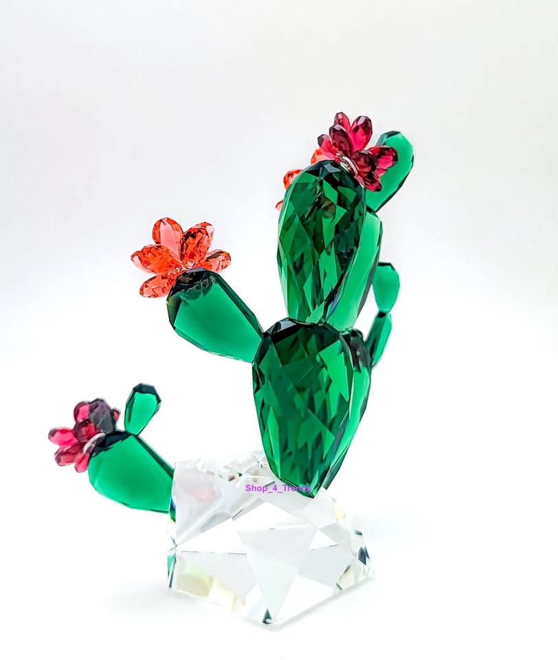 Nuevo SWAROVSKI 5426805 Cristal Flores Desierto Rosa Cactus Estatuilla Exhibición Decoración Foto 2 de 2