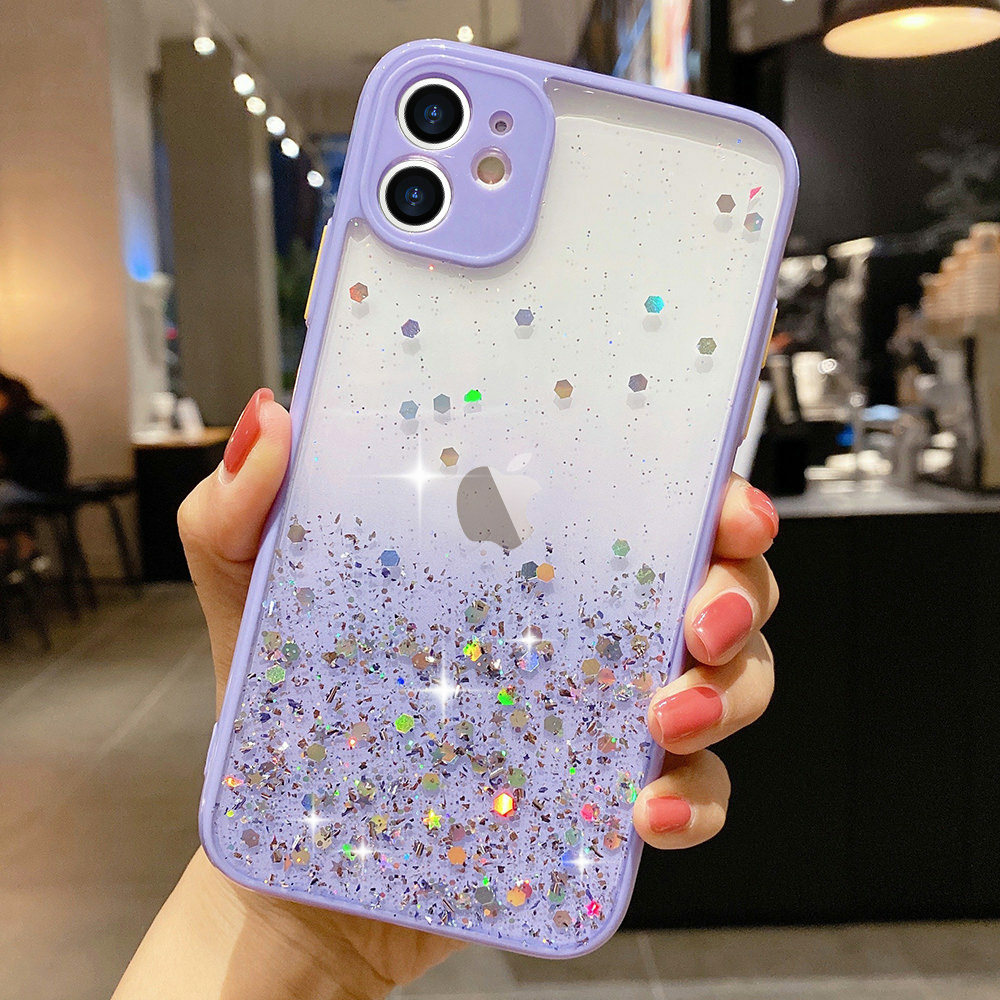 Bling Shiny Soft TPU Case for iPhone 11 12 SE XR Clear Silicone Back  Cover