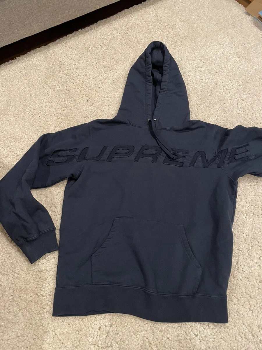 Supreme Set In Logo Hooded Sweatshirt Size Medium Navy New