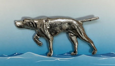 Pointer Dog Silver Pewter Pin Badge (B)
