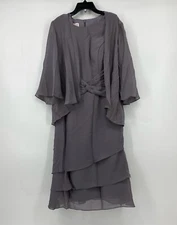 JJs House 2-Piece Gray Dress Cardigan Wedding & Special Occasions Size 4 NWT