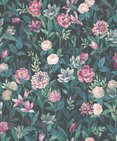 Eur 7,51/Qm / Tapete Cristiana Masi Tendenza 3713 Floral Blumen Dunkelblau Bunt
