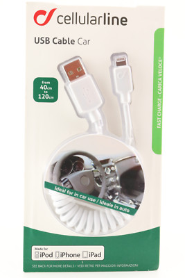 Cellularline Spiral Auto KFZ Ladekabel Apple iPhone XS XR X 8 7 6S Plus 5 SE 472