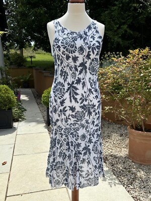 Luca Vanucci Ladies Summer Dress size Large Blue and White UK