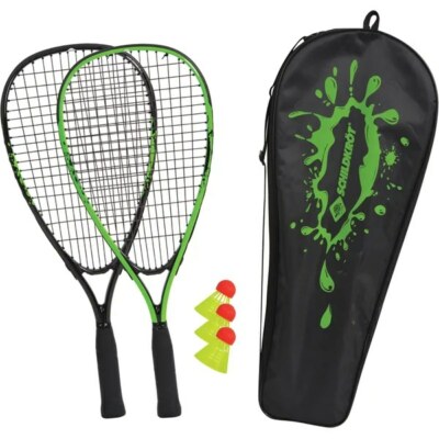 Speed Badminton Speedbadminton 2x Schläger neu mit Tasche und 3 Bällen 970905