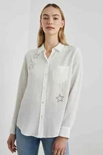 NEW, Rails Kate shirt Ivory Eyelet Stars in White SZ L #T2941