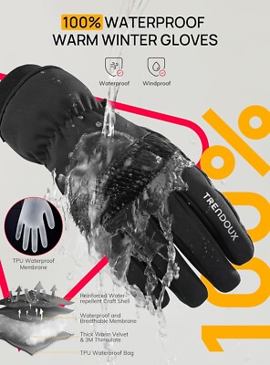 3M Isolierte Thermo Winter Ski Handschuhe Touchscreen -20°F Anti Rutsch LARGE SCHWARZ