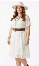 APT 9 Dress Womens 2X Ivory Lace Short Sleeve Fit Flare Plus Party NWT New