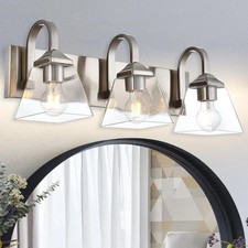 Bathroom Light Fixtures,3 Light Modern Brushed Nickel Vanity Lights Over Mirr...