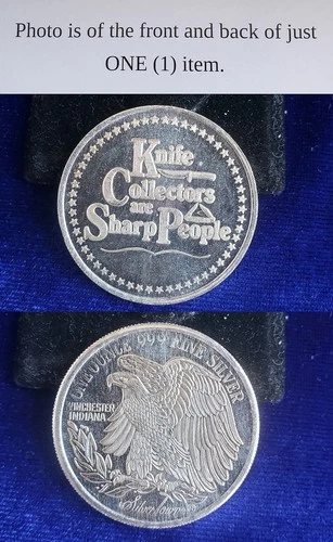SilverTowne Knife Collectors are Sharp People 1 Troy Oz .999 Fine Silver Round