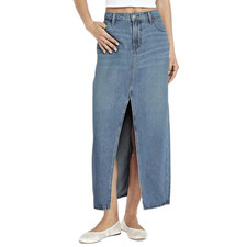 New Old Navy Maxi Skirt Size 8 Drapey Denim Column Slit Blue Jean 90s Minimalist