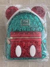 Loungefly Disney Mickey Mouse Christmas Red and Green Sequin Mini Backpack