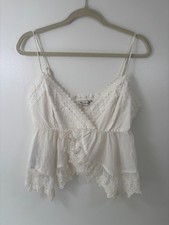 Abercrombie Fitch Ivory Lace Babydoll Coquette Peasant Tank Cami M Top