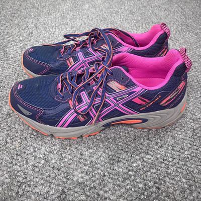 ASICS Running Shoes Womens Size 8 Navy Pink Lace Up Mesh Trail Sneakers T5N9N