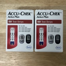 AccuChek Aviva Plus Diabetic Test Strips 2 Boxes of 50 = Total 100  04/26 Sealed